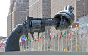 Knotted revolver sculpture